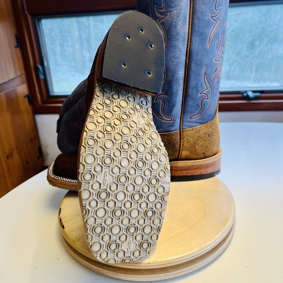 Anderson Bean Cowboy Boots Tag Boar Blue Aged 335516 Men's 9 EE Wide NWT - Picture 5 of 10